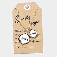 'Serenity Prayer' Moroccan Shape Metal Pendant Necklace