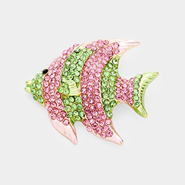 Rhinestone Pave Tropical Fish Pin Brooch