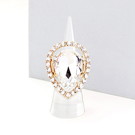 TearDrop Crystal Pave Rhinestone Stretch Ring