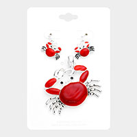 Enamel Metal Crab Magnetic Pendant Set