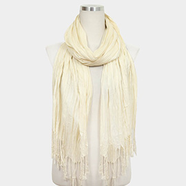 Solid Crinkle Tassel Scarf