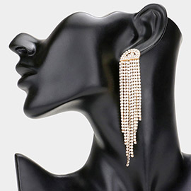 Rhinestone Fringe Drop Evening Earrings