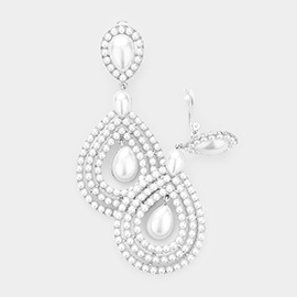 Pearl Pave Trimmed Teardrop Clip On Earrings