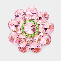 Round Crystal Flower Pin Brooch