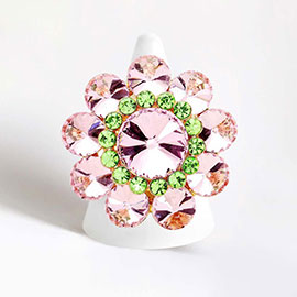 Round Crystal Flower Stretch Ring