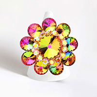 Round Crystal Flower Stretch Ring