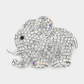 Rhinestone Pave Elephant Pin Brooch