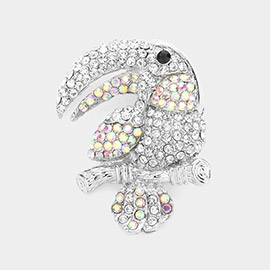 Rhinestone Pave Toucan Pin Brooch