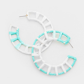 Raffia Statement Wheel Hoop Earrings