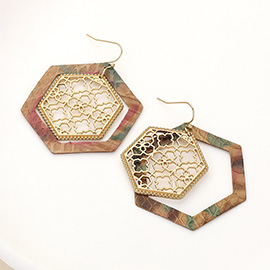 Faux Leather Moroccan Filigree Dangle Earrings