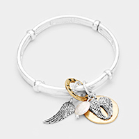 Wing Charm Metal Stretch Bracelet