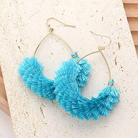 Open Metal Teardrop Tassel Earrings