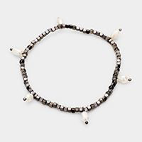 Metal Bead Pearl Stretch Bracelet