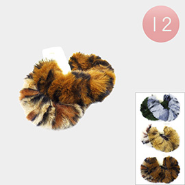 12 SET OF 2 - Faux Fur Scrunchies Hair Bands