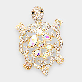 Turtle Crystal Rhinestone Brooch / Pendant