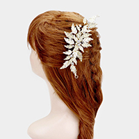 Crystal Rhinestone Pave Leaf Vine Hair Comb