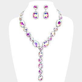 Glass Crystal Rhinestone Y Evening Necklace