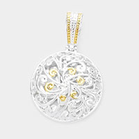 Floral Cut Out Metal Magnetic Pendant