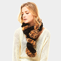 Leopard Faux Fur Twisted Pull Through Scarf