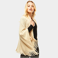 Solid Shrug Fringe Cardigan