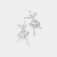 Rhinestone Pave Ballet Women Stud  Earrings