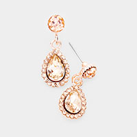 Teardrop Crystal Rhinestone Pave Evening Earrings 