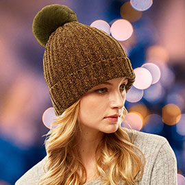 Solid Chenille Pom Pom Beanie Hat