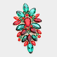 Oversized Glass Crystal Marquise Pin Brooch 