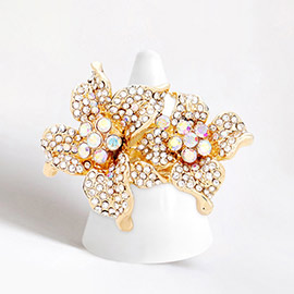 Rhinestone Crystal Bloom Flower Stretch Ring