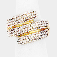 Rhinestone Pave 3 Row Stretch Ring 