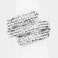 Rhinestone Pave 3 Row Stretch Ring 