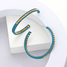 Square Stone Embellished Hoop Earrings