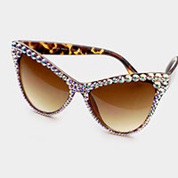 Crystal Embellished Detail Cat Eye Sunglasses