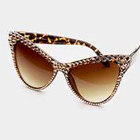 Crystal Embellished Detail Cat Eye Sunglasses