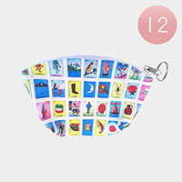 12PCS- Multi Card Print Coin Purse Keychains