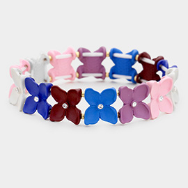 Colorful Flower Rhinestone Stretch Bracelet