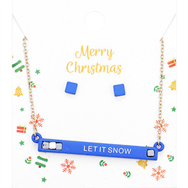 Let it Snow Cube Resin Pendant Necklace