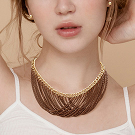 Snake Chain Layered Bib Necklace