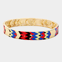 Colorful Multi Pattern Metal Stretch Bracelet 