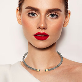 Bling Studded Rhinestone Tip Open Choker