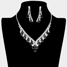 Teardrop Stone Accented Rhinestone Necklace