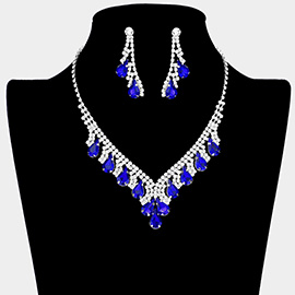 Teardrop Stone Accented Rhinestone Necklace