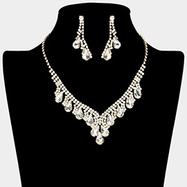 Teardrop Stone Accented Rhinestone Necklace