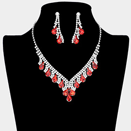 Teardrop Stone Accented Rhinestone Necklace