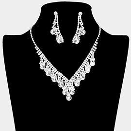 Teardrop Stone Accented Rhinestone Necklace