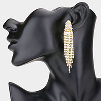 Rhinestone Fringe Clip On Evening Earrings