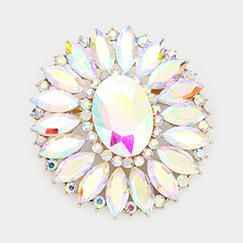 Marquise Crystal Statement Flower Pin Brooch