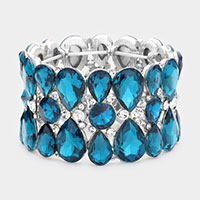 Teardrop Crystal Stretch Evening Bracelet 
