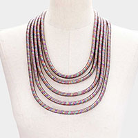 Multi Layered Coil Pope Bib Necklace 