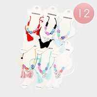 12PCS - Flower Bead Tassel Adjustable Anklets